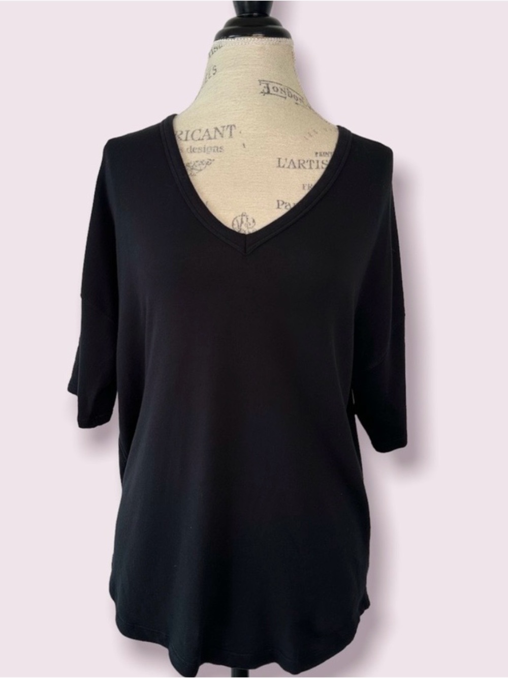 rag & bone Black V-Neck Short Sleeve Tee
